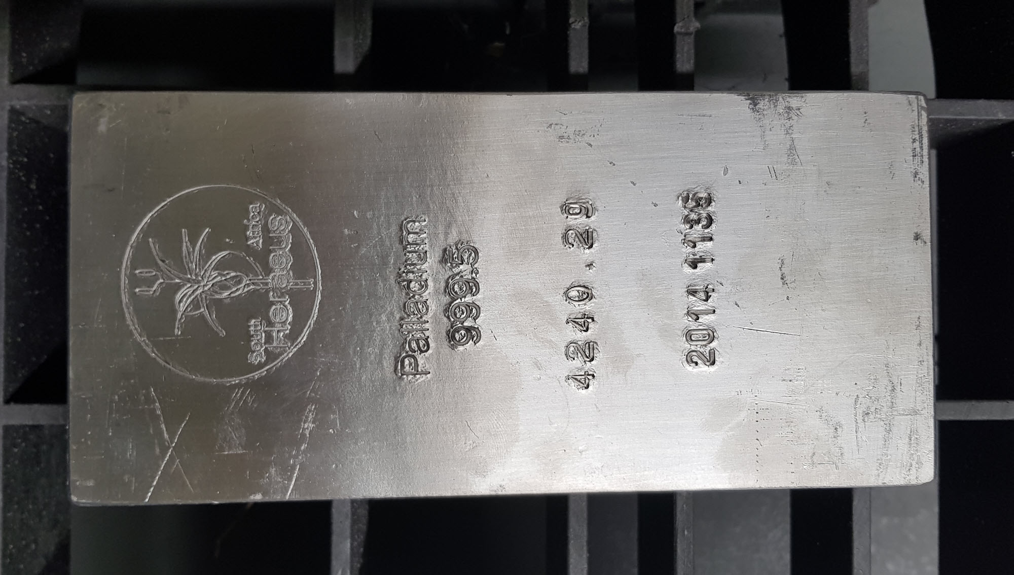 Palladium bar within a vault Palladium bar within a vault