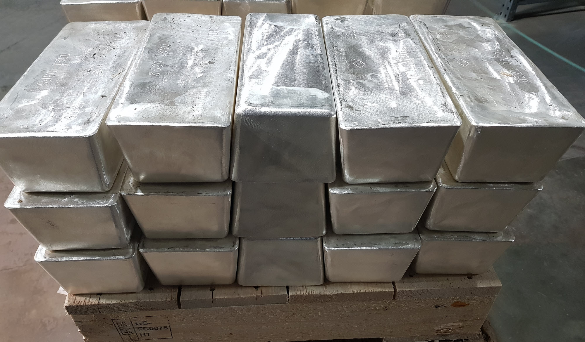 15 silver bars 1000oz each on a pallet in a vault 15 silver bars 1000oz each on a pallet in a vault