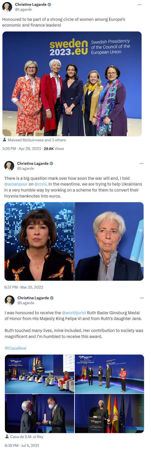 A short selection of tweets (or is it Xs now?) from @Lagarde