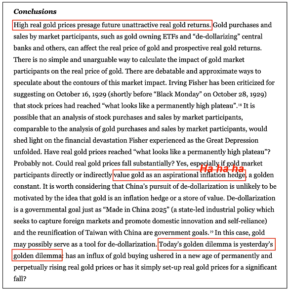 Harvey and Erb discuss the implications of high real gold prices and their future attractiveness