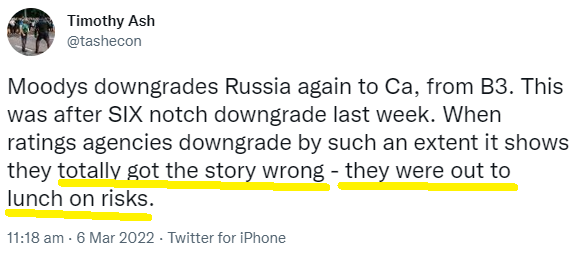 Tweet about Moody's downgrading Russias credit rating Tweet about Moody's downgrading Russias credit rating