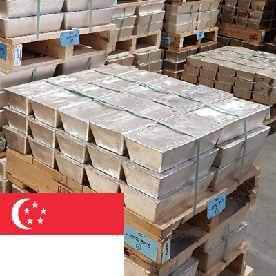 Silver bars stored in an LBMA approved vault in Singapore