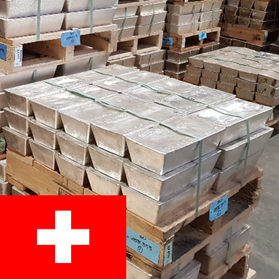 Silver bars stored in an LBMA approved vault in Zurich